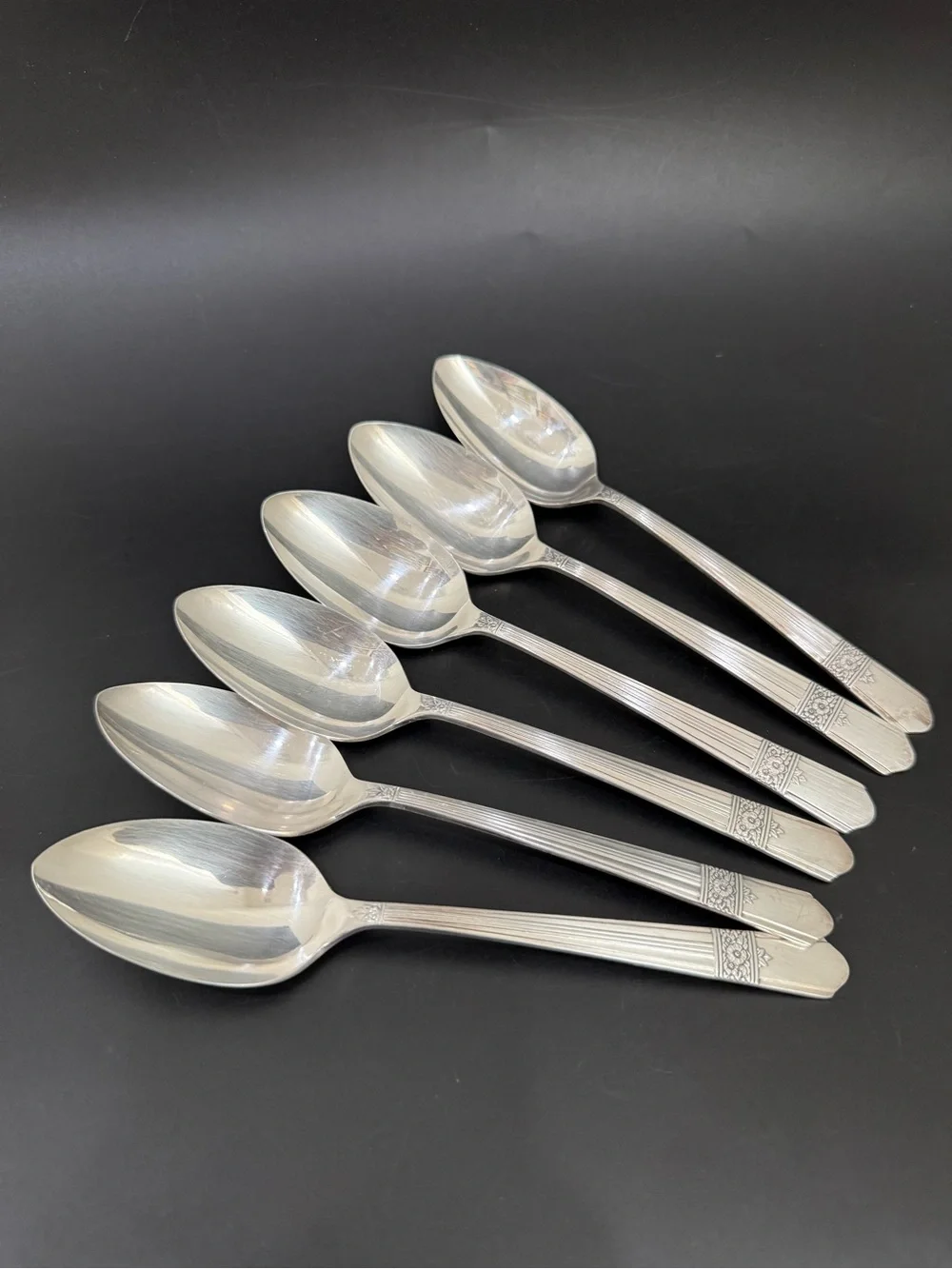 6pc Vintage ONEIDA Simeon & George Rogers Co. Silver Rose Silver-plate Spoons